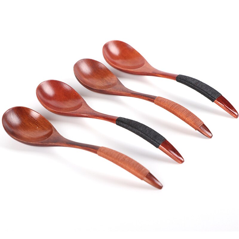 Squirrel Spoon Big Carved Wooden Spoons Non-slip Anti-scald Solid Wood Soup Spoon 18*4.5cm Long Handle 10pcs/lot: mixed