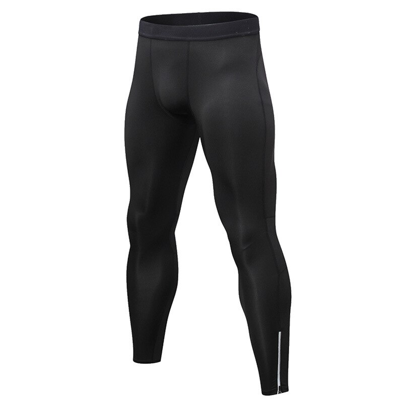 Men&#39;s Compression Pants Leggings Men Tights Basketball Licras Reflective Zipper Legging Sport Homme Gym Leggings Men Black Color: Pure Black / EUR  S