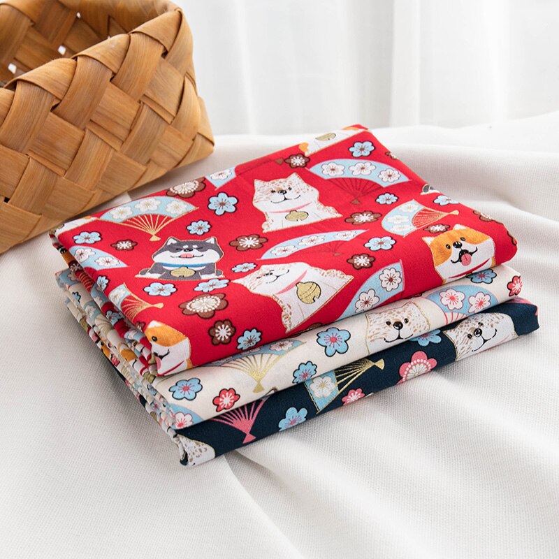 Tecido para cães de algodão shiba inu impressão tecido para costura vestido e sacos diy material caseiro vários tamanhos S33-TJ1027