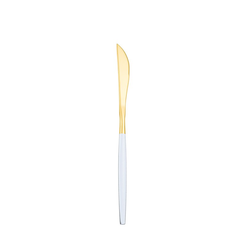 Hjem spisestel sæt guld 18/10 rustfrit stål bestik sæt gaffel ske kniv opvaskemaskine tåler sølvtøj bestik sæt: Dessertkniv