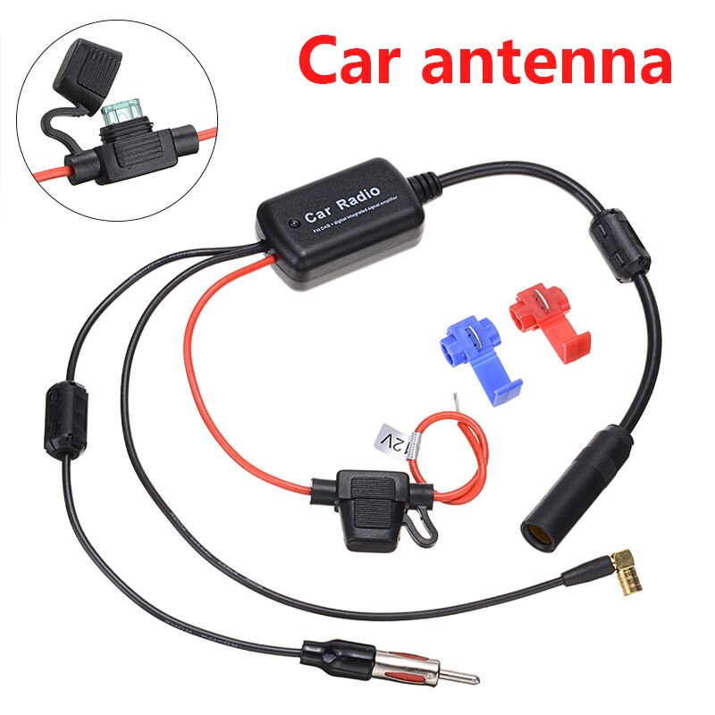 Mayitr AM/FM Car Aerial DAB Digital Radio Signal Amplifier 12V Automobile 25dB Gain Antenna Signals Booster For Universal Auto