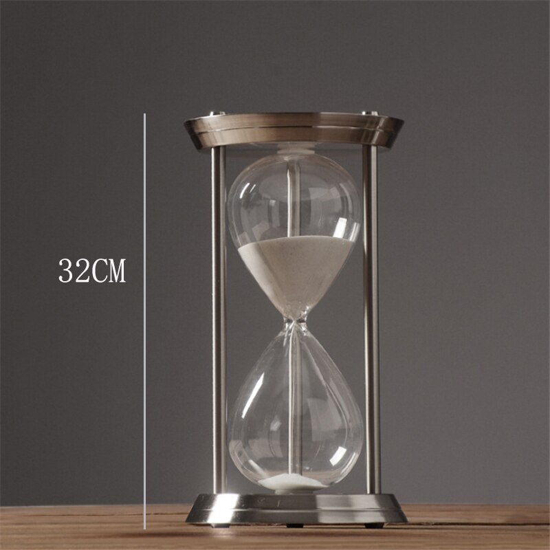Reloj de arena de Metal, con temporizador de cuenta atrás, decoración de escritorio, decoración del hogar, 15/30/60 minutos: C 32cm 60min