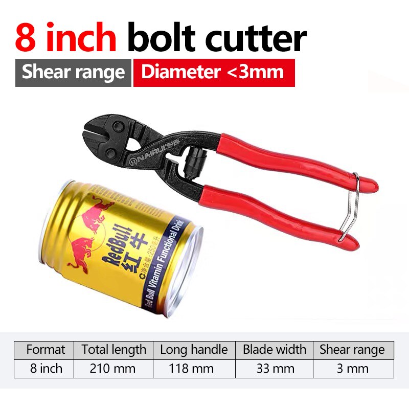 Bolt Cutter Heavy Duty Rebar Cutter Cr-V Steel Thicken Wire Cutting Pliers Cut Lock Chain: 8inch  B