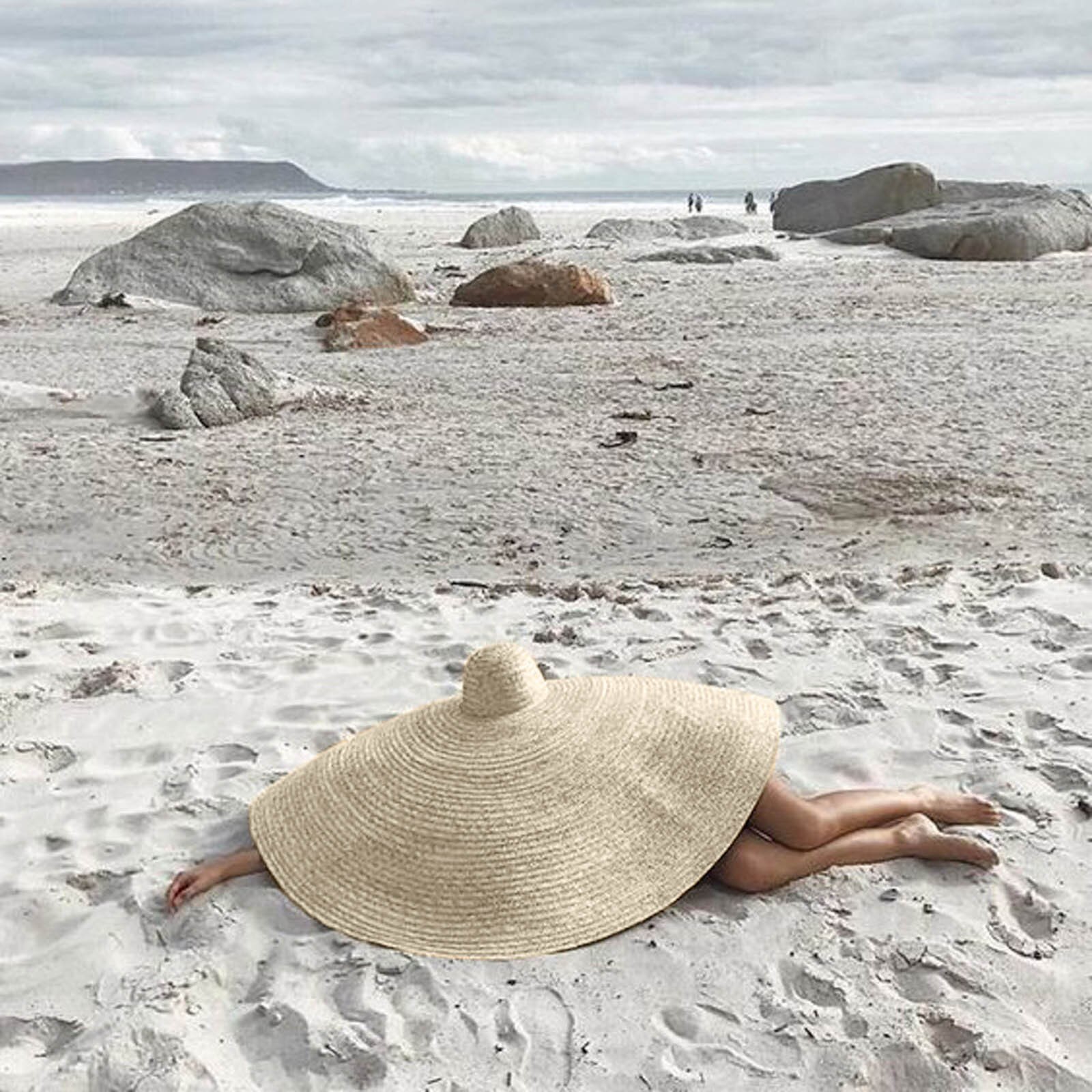 Vrouw Cap Mode Grote Zonnehoed Strand Anti-Uv Zonwering Opvouwbare Stro Cap Cover Oversized Inklapbare Zonnescherm Strand Hoed