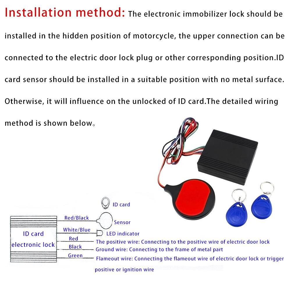 Anti theft Motorcycle Hidden lock system with Engine Cut Off immobilizer IC card Alarm induction invisible anti-steal lock