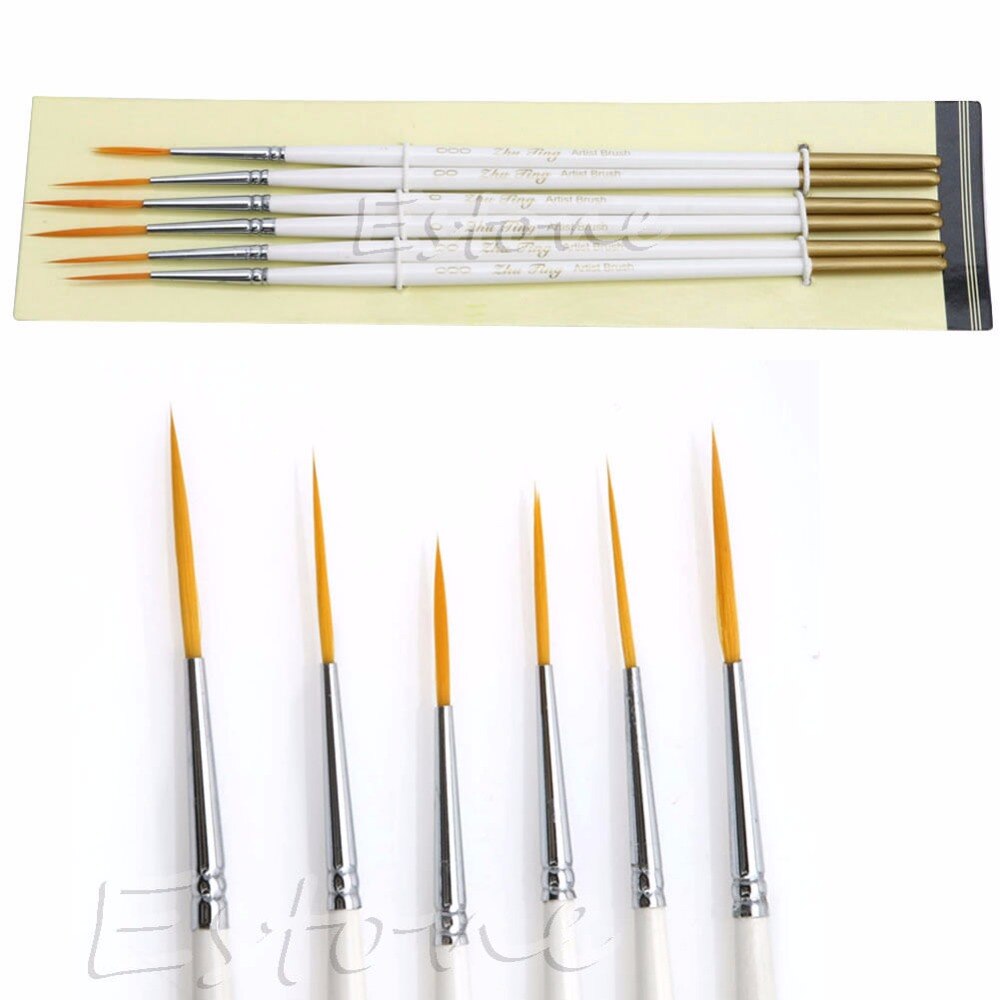 6 unids/set pelo de Nylon brocha redonda para pintar gancho línea lápiz artista dibujar pintura arte