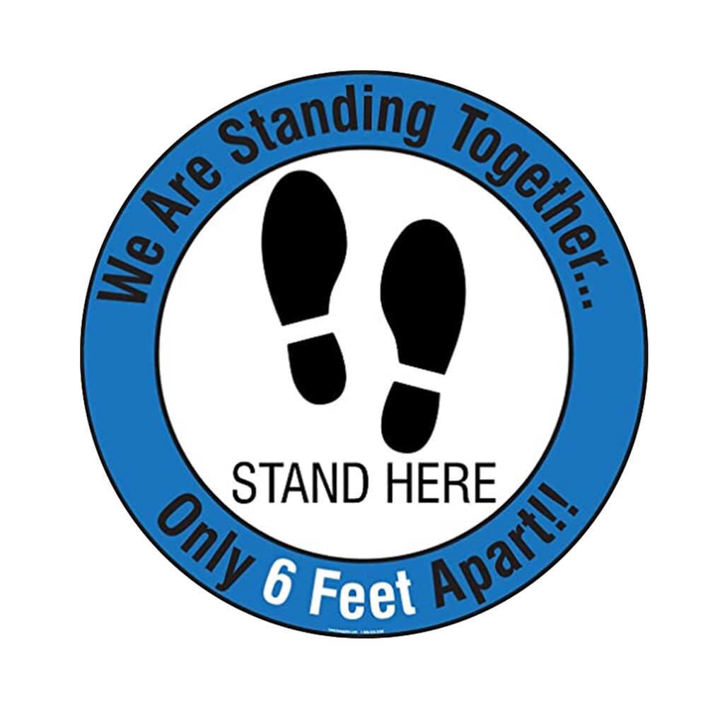 Adhesive Public Area Cue Bank Waterproof Store Safety Decals Round Stand Here Removable Social Distancing Floor Sign Anti Slip: 5