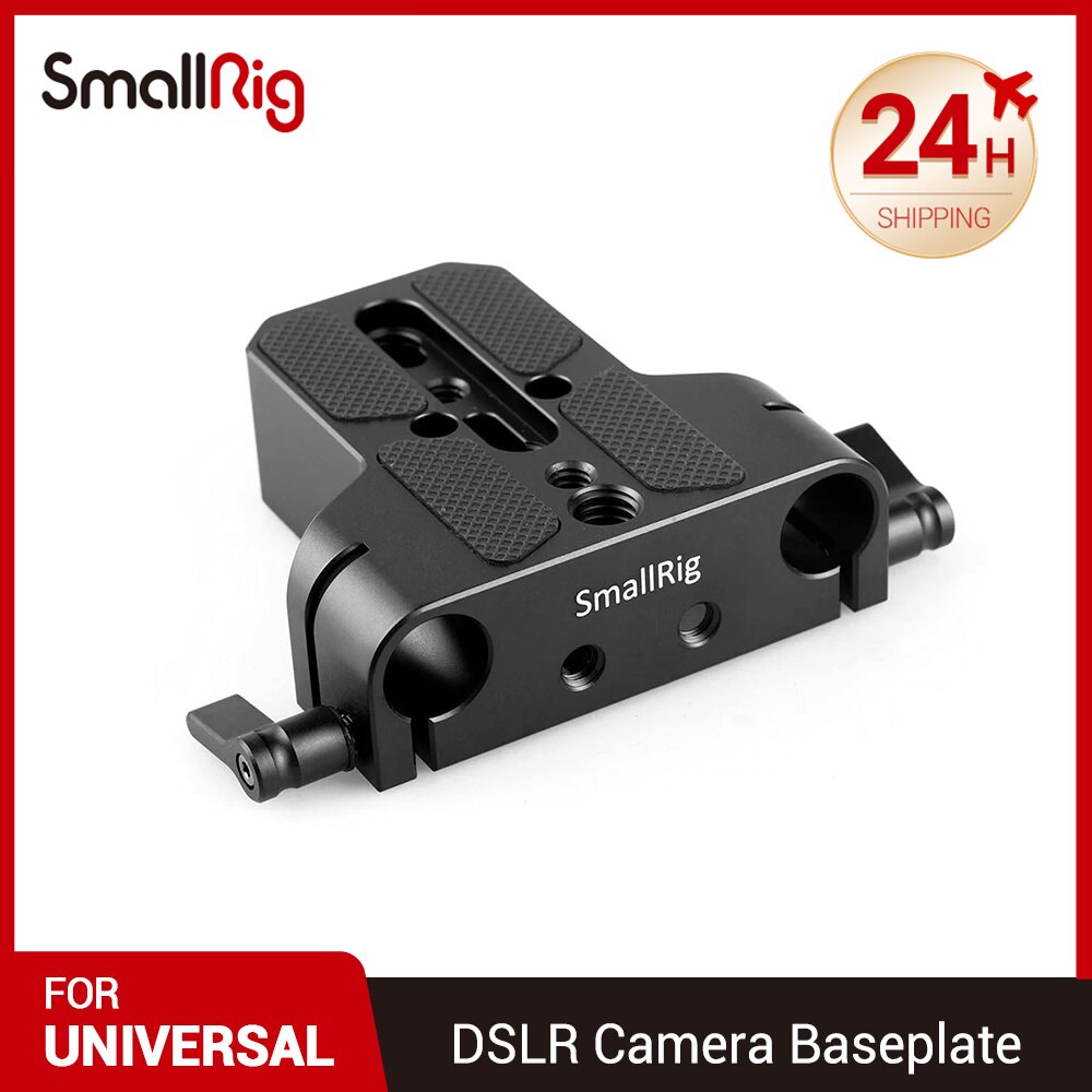 SmallRig DSLR Camera Plate Universal Baseplate with Dual 15mm Rod Clamp for Sony FS7/ A7 serieso for Follow Focus 1674