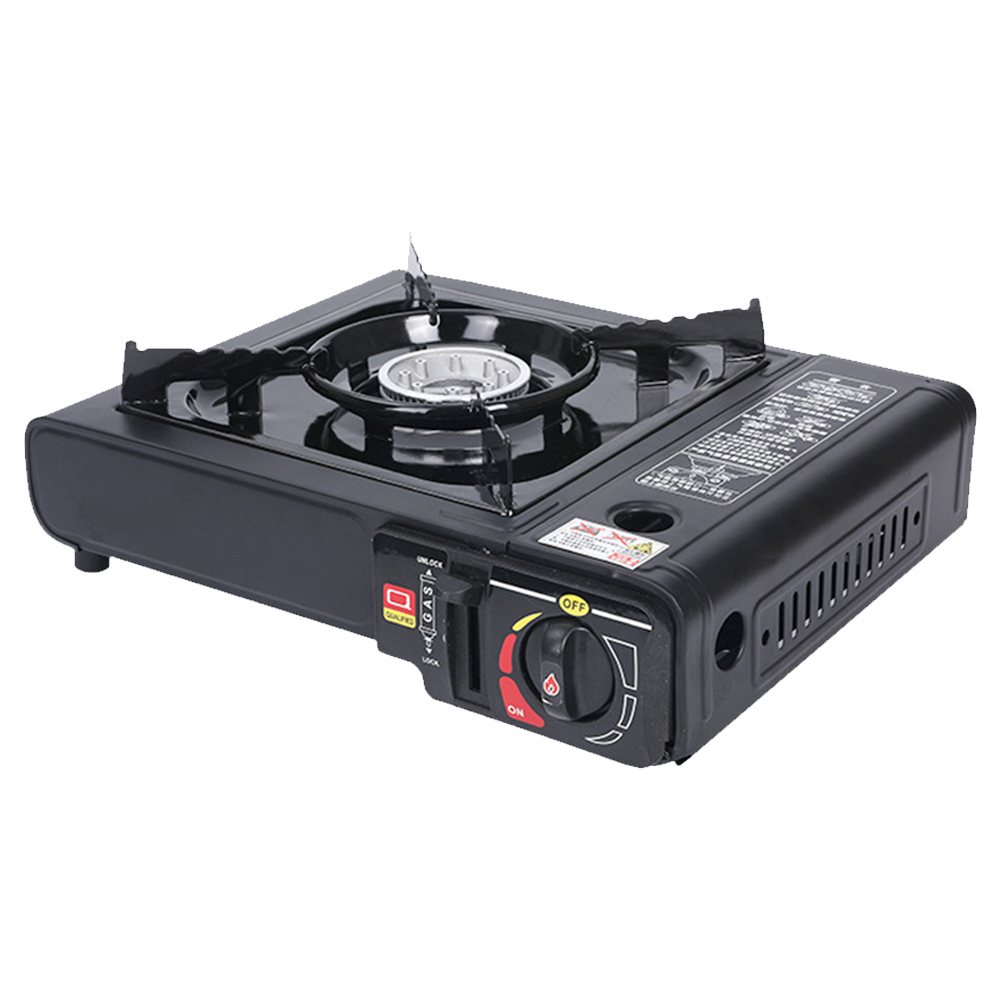 Portable Camping Gas Cooker Single-Burner Butane Stove Adjustable Cassette Stove Windproof Furnace Hiking Cooking Accessories: Burgundy