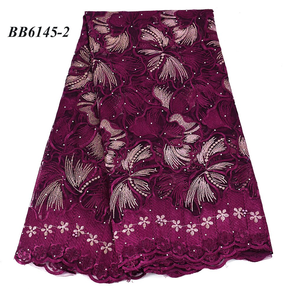 Tela de encaje francés de color vino, parte inferior elástica, malla transparente, estilo barato, 5 yardas: 2