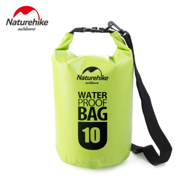 Naturehike-bolsa seca impermeable de 5L, 10l, 15l, 20 litros, bolsa seca con correa para el hombro, para playa, natación, kayak, acampada: Green 10L