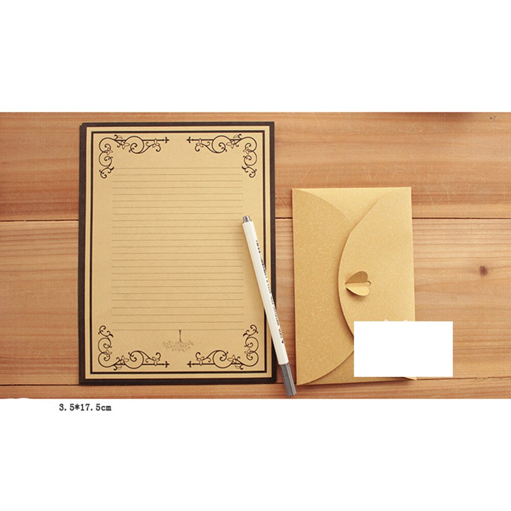 8Pcs Kraft Paper Retro Writing Paper Vintage Letter Paper Stationery Set (2 Patterns)