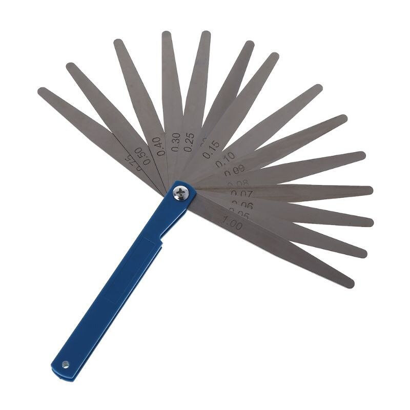 Stainless Steel Feeler Gauge 14 Blade Thickness Gap Metric Filler Measure Tool Car Repair Tool