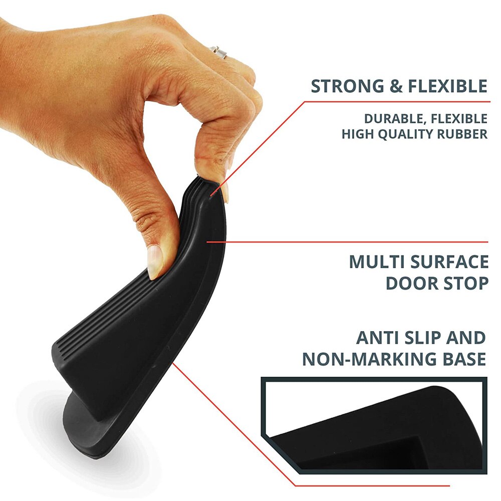Home Premium Rubber Door Stop - Large Door Stopper Wedge, Multi Surface