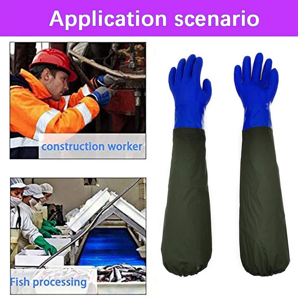 Wear-Resistant Gloves Waterproof Pvc Machinery Industry Fishery Gloves Long Sleeve Rubber Work Gloves Durable
