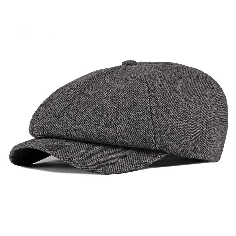 Kagenmo-boina antigua Retro para hombre, sombrero de ala corta con protección solar, para Otoño e Invierno: Dark grey