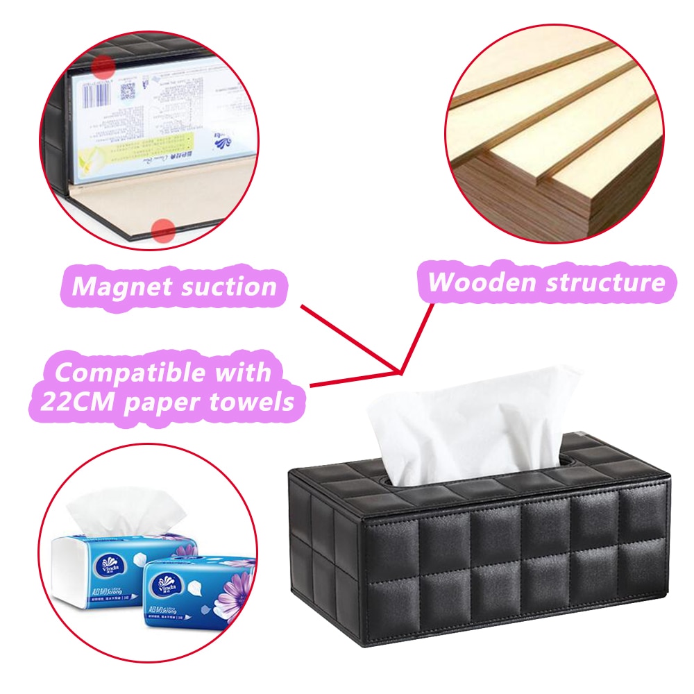 Leather Tissue Box Napkin Holder Paper Case Bathroom Tissue Box Cover Car Napkin Storage Modern Toilet Paper Box 3