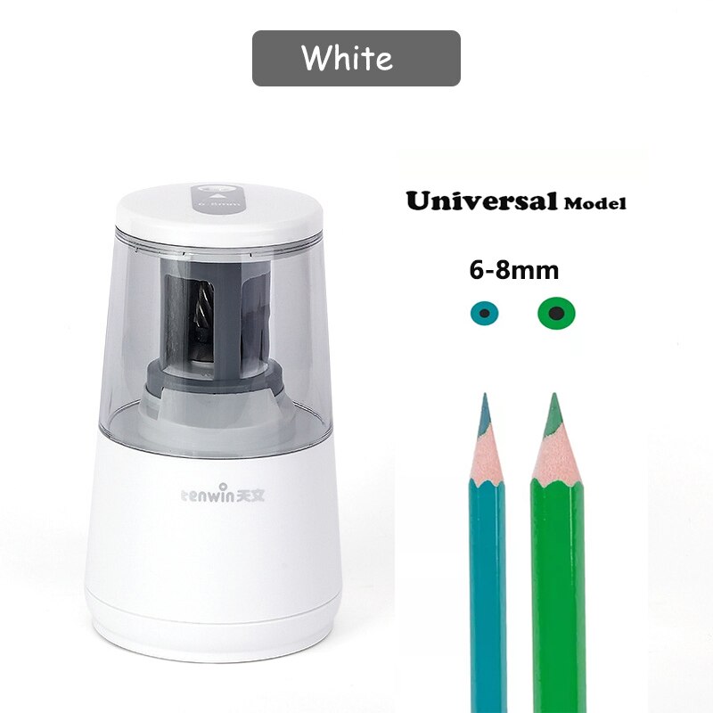 Sacapuntas eléctrico automático grande, papelería de alta resistencia para lápices de colores, USB mecánico para niños y artistas: 8008 White