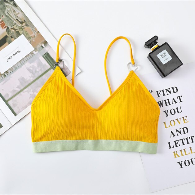 Sexy Bras For Women Lingerie Crop Top Seamless Underwear Cotton Bralette Padded Push Up Bras Female Brasserie: Yellow