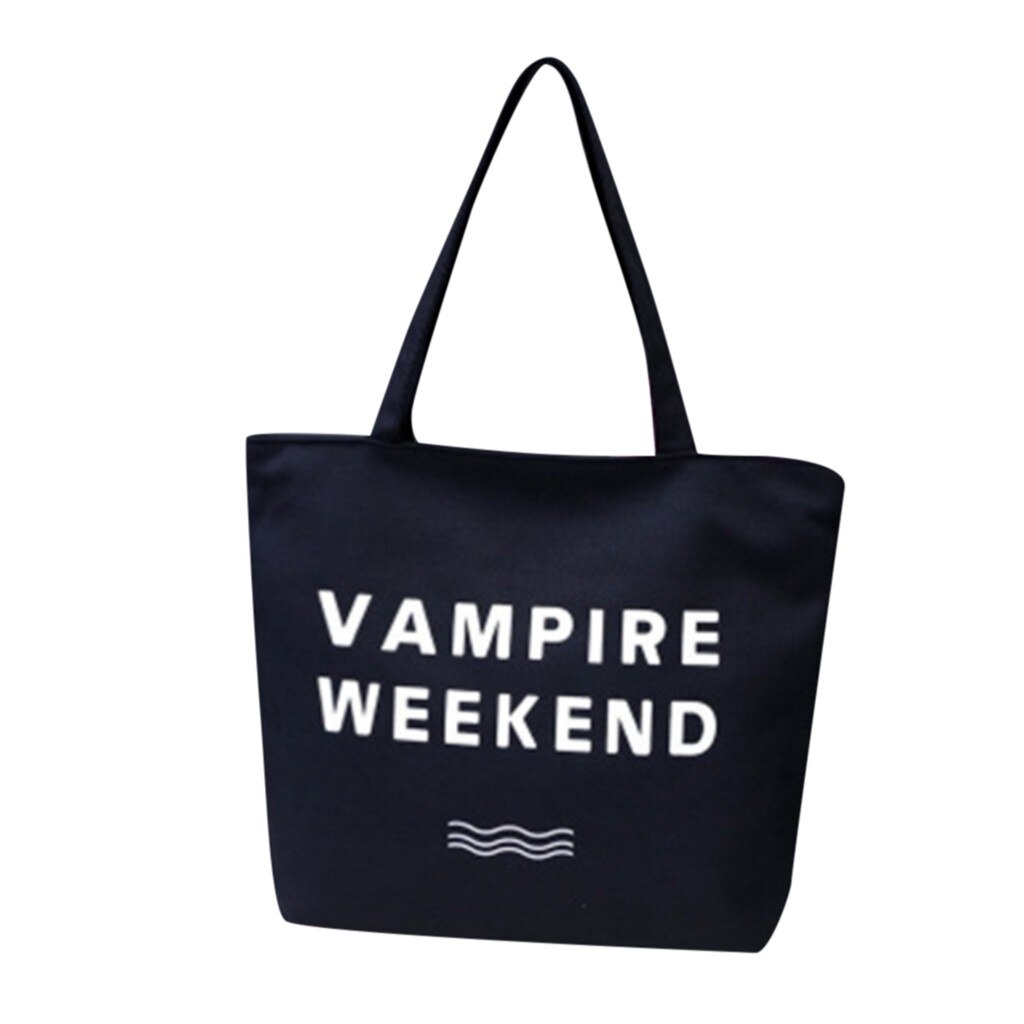Bolsa de compras para mujer, bolsa de lona con letras impresas para protección del medio ambiente, bolsa ecológica, bolsas reutilizables 12C: A
