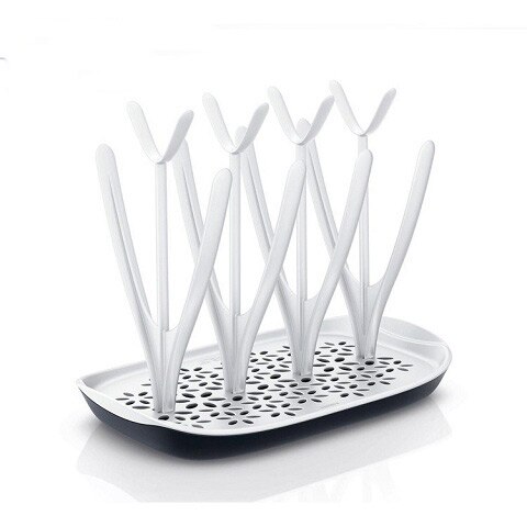 Babyflaskor torkställ babyflaskhållare rengöring torktumlare avloppsstativ trädform rack för babyflaskor avtagbara: Vit