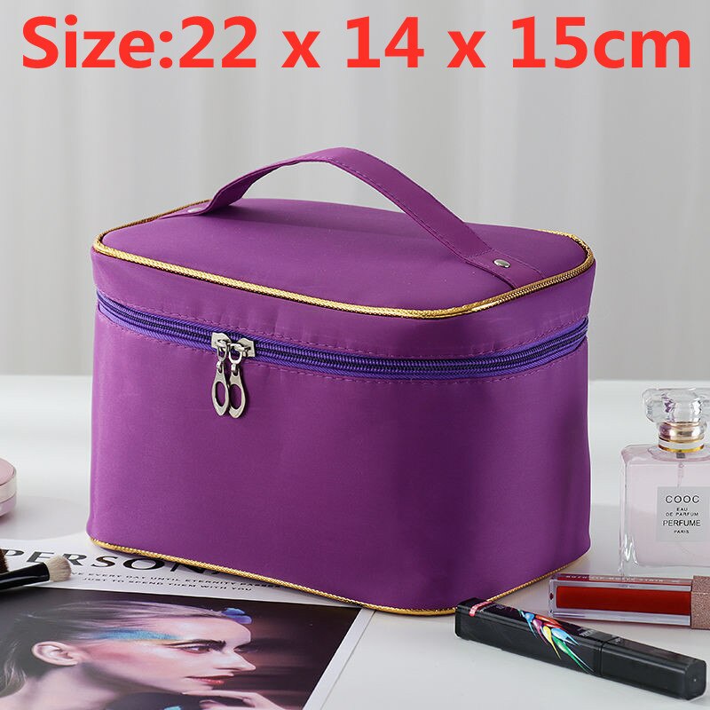 Women&#39;s Makeup Bag Travel Organizer Cosmetic Vanity Cases Beautician Necessary Beauty Toiletry Wash Storage Pouch Bags Box: Purple