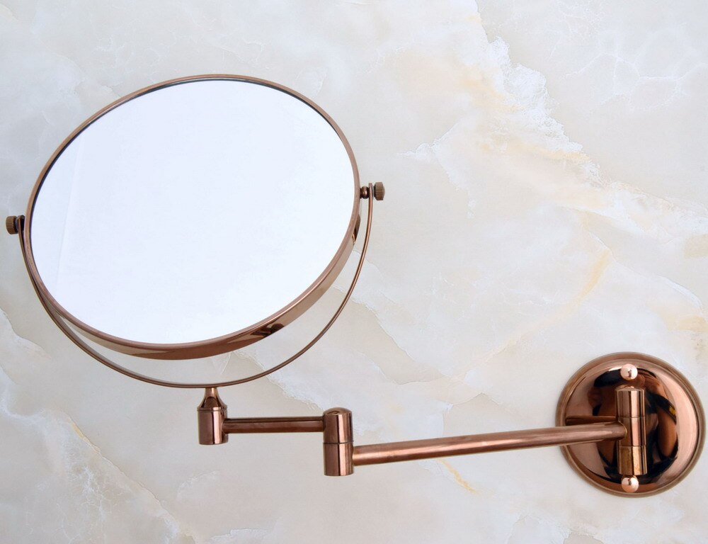 Folding Dual Arm Extend Rose Gold Brass Wall Mount Magnifying Bathroom Mirror Makeup Cosmetic Lady's Mirror Wba637