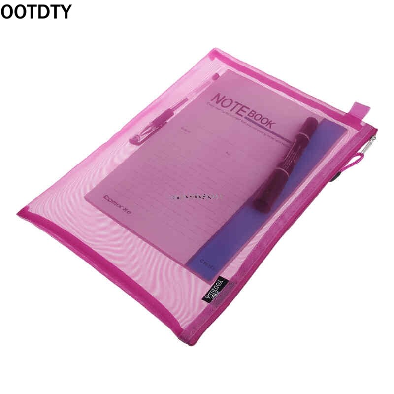 Bolsa de documentos de tela de nailon tamaño A4 cremallera Organizador de bolsillo de almacenamiento material de oficina escolar