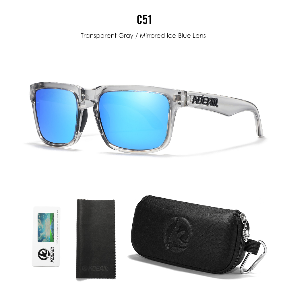 KDEAM Men's Polarized Sunglasses Square Casual Outdoors Sun Glasses Women Unisex Sunglass For Couple With Zipper Case: Gold
