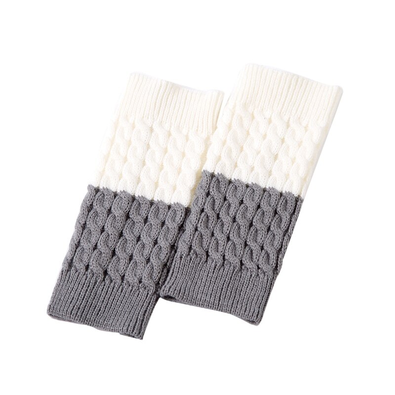 Varme sokker dame vintertrekk sko støvel sokker patchwork støvel mansjetter termisk akryl strikket: Qhw