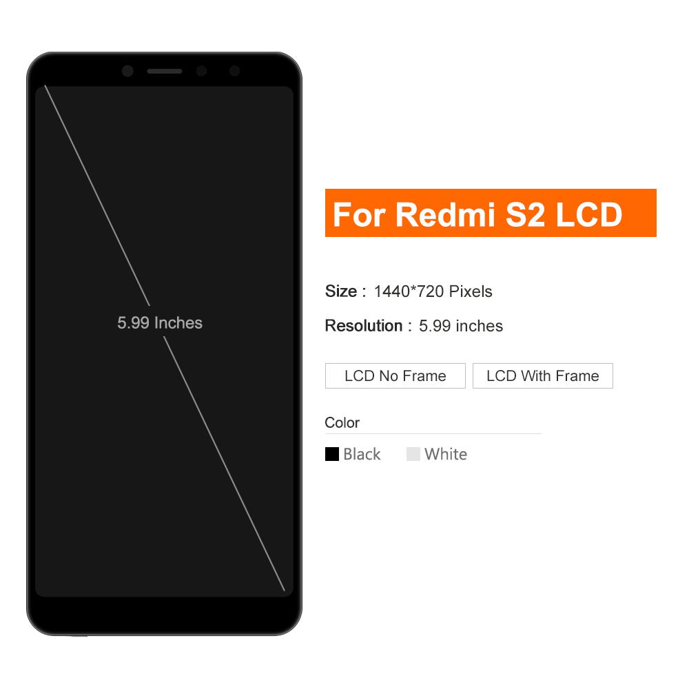 5.99 inch LCD display for Xiaomi Redmi S2 Touch screen Digitizer Assembly 1440*720 Frame with Free Tempered Glass and Tools