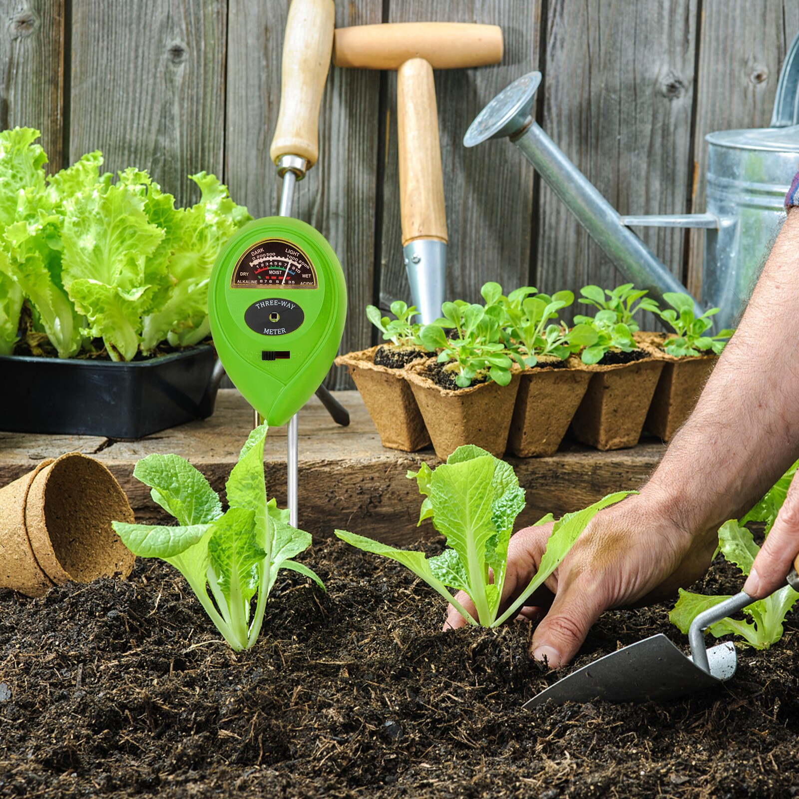 3 In1 Ph Tester Water Moisture Light Test Acidity Humidity Sunlight Meter For Garden Plant Flower Moist Testers Instrument Tool