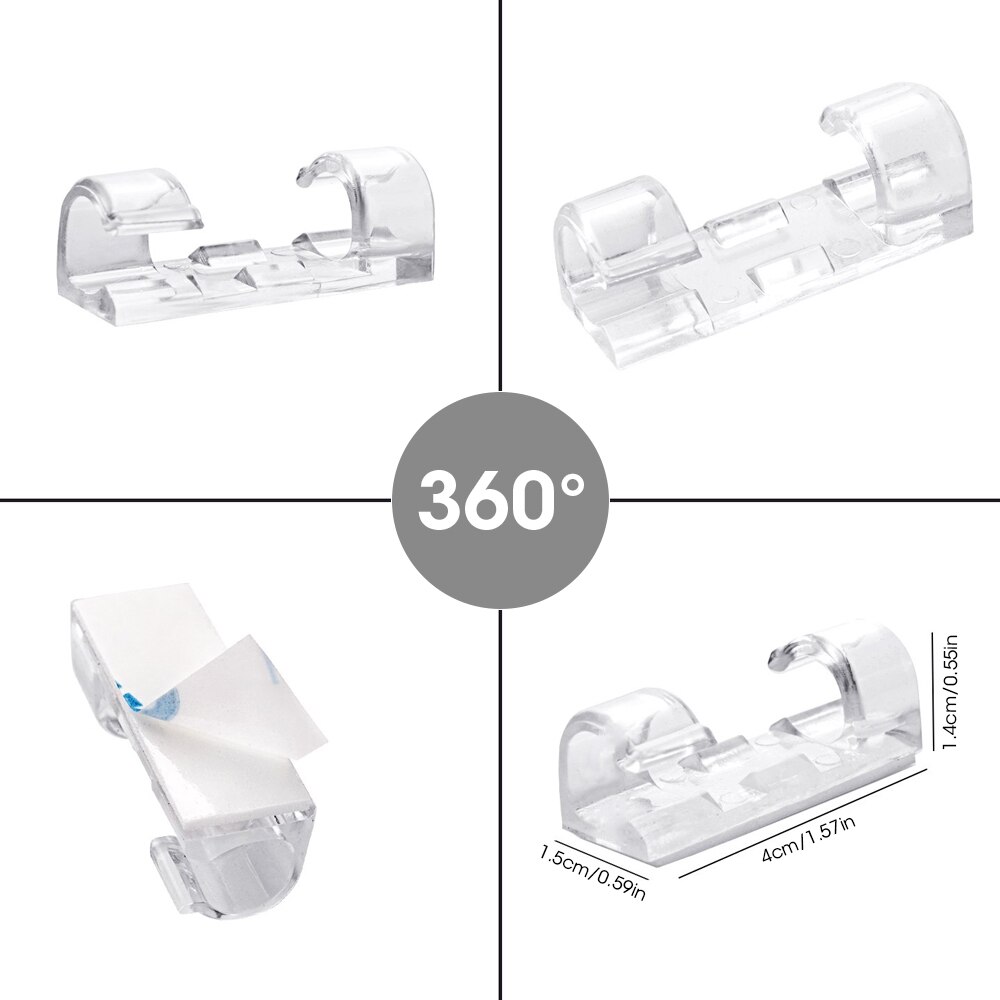 20Pcs Finisher Draad Klem Zelfklevende Draad Organisator Kabelhaspel Clip Gesp Ties Fixer Lijn Fastener Holder Cord management