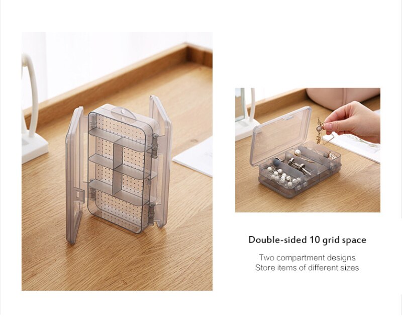 1PC Double-layer Square Plastic Storage Box Case 10-compartment Jewelry Storage Box With Lid For Jewelry Beads Earring Organizer