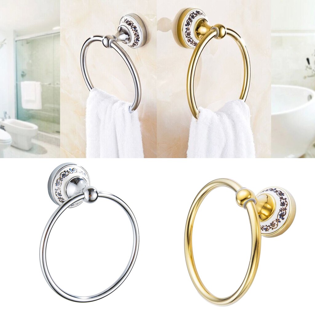 Soporte de toalla de mano para baño, colgador de anillo de toalla colgante, accesorios de baño para Hotel de estilo redondo, montaje en pared de acero inoxidable