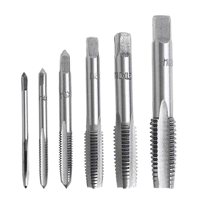 12 Pcs Hand Screw Thread Taps Wire Tapping Screwdriver Bit M3/M4/M6/M8/M10/M12 Tap Set fit Handle DIY Tool Accessories