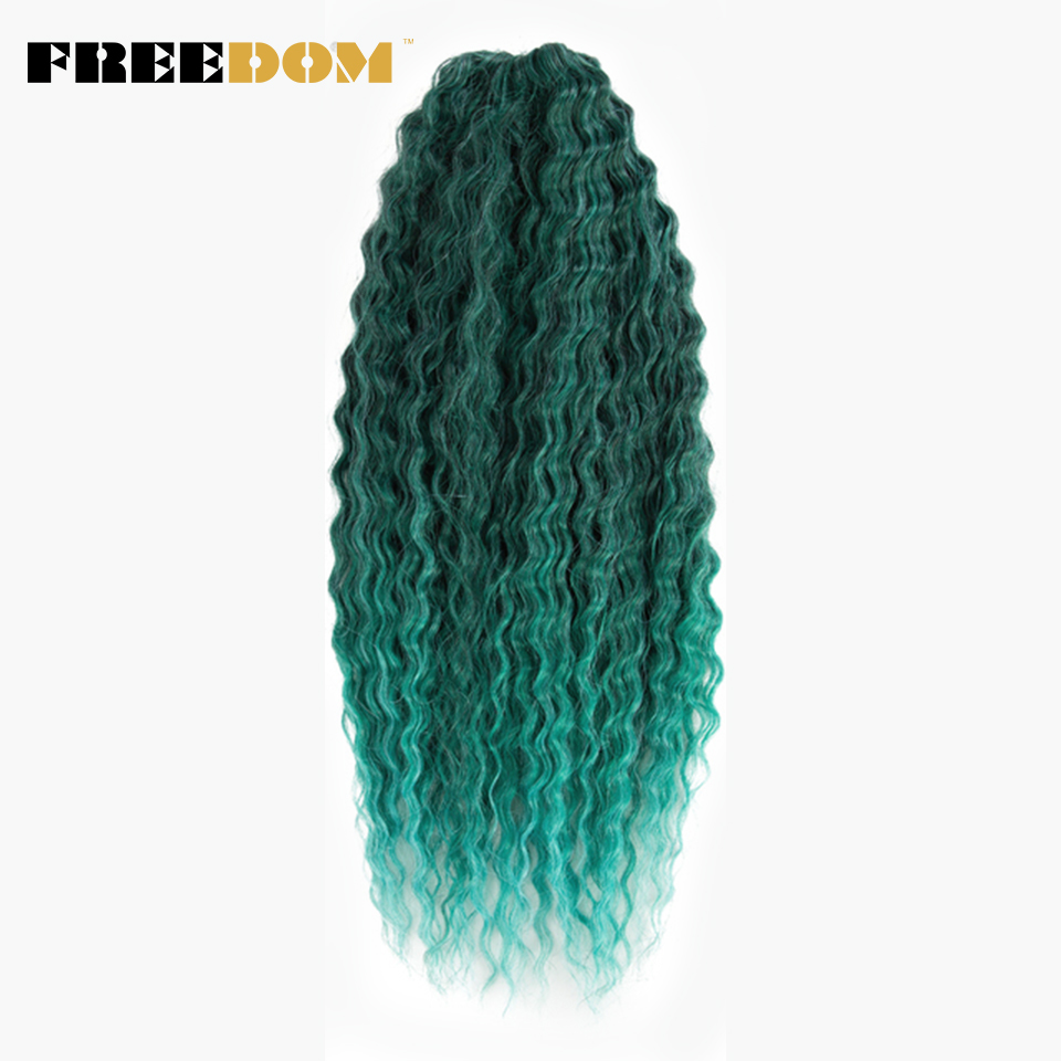 FREEDOM pelo rizado sintético para trenzas 24 pulgadas onda de agua Twist Crochet trenza pelo Ombre Rosa jengibre extensiones de cabello trenzado