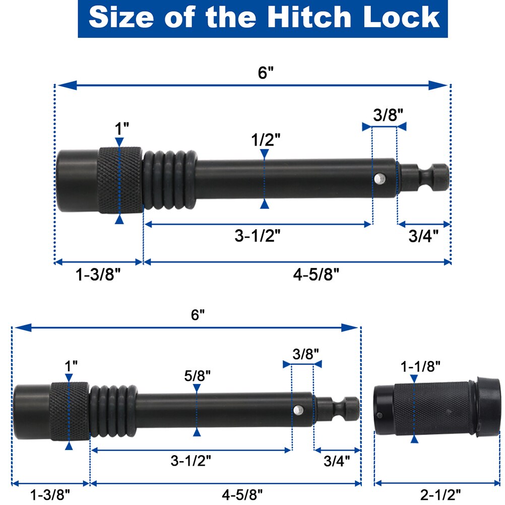 1 Set 5/8 Inch and 1/2 Inch Trailer Hook Lock Car Safety Drag Lock Trailer Lock Pin Lock American Dumbbell Trailer Lock (Black)