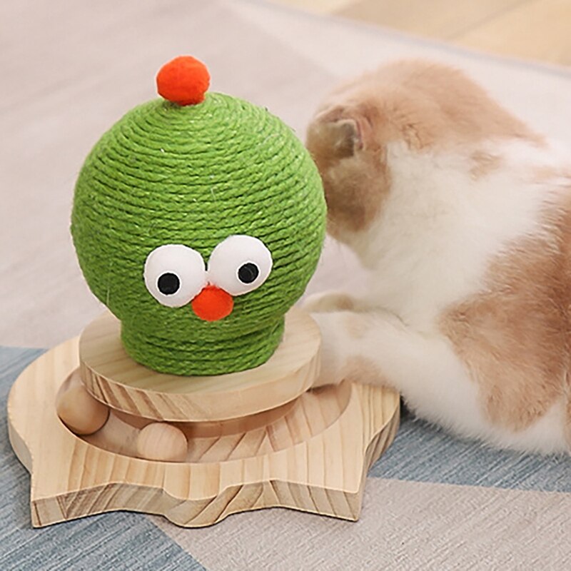 Katze Scratcher Spielzeug Kaktus Katze Kratzen Ball Massivholz Basis Spur Spielzeug Interaktive Katze Spielzeug Bälle Spaß für Katzen und kätzchen