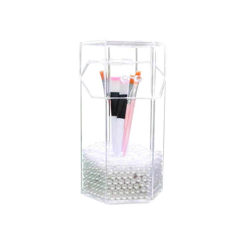 HUNYOO PS Plastic Borstel Make Parels Houder box Acryl Clear Plastic Make-Up Kwasten Parels Opslag Houder Box