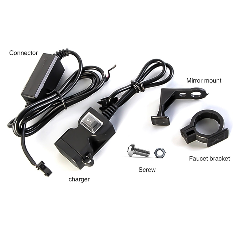Porta usb dupla 12v, à prova d' água, moto, guidão, carregador 5v 1a/2,1a, adaptador de fonte de alimentação para celular móvel