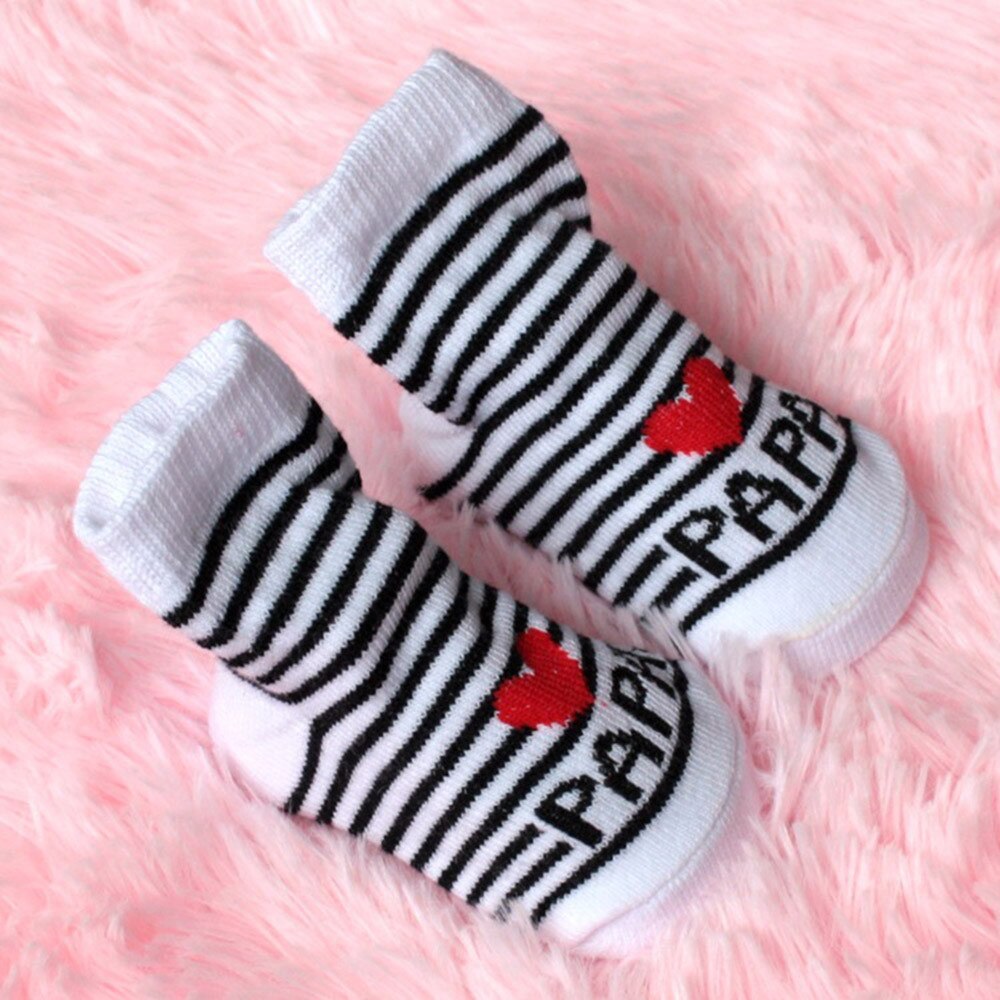 1 Pair Baby Infant Boys Girls Slip-resistant Floor Socks Love Mama Papa Letter Socks kids socks tiny cottons Infant Fashionable