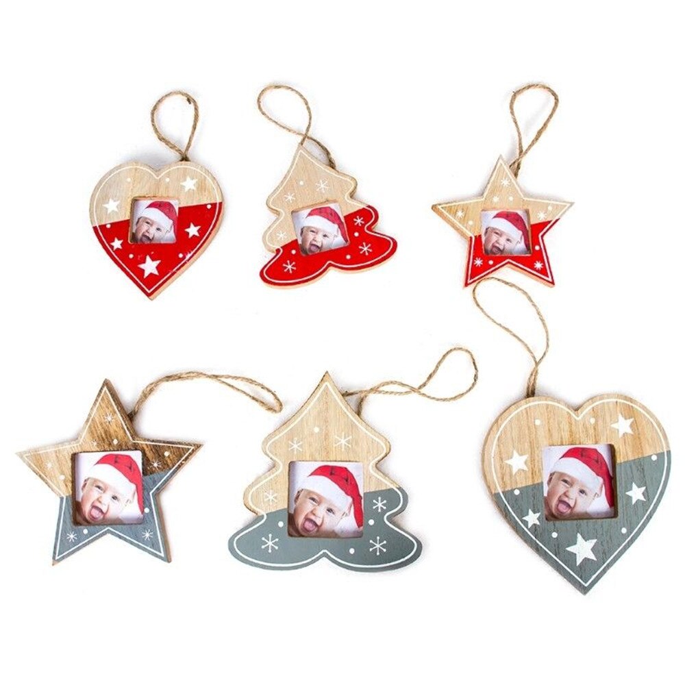 Christmas Tree Wood Photo Frame Pendant Xmas Hanging Pendant Ornament Home Decor