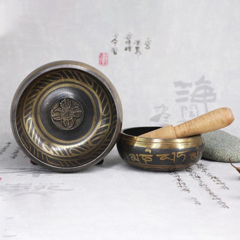 Handmade Buddha Sound Bowl Therapy Zen Yoga Meditation Singing Bowl Nepal Tibet Prayer Bowl Metal Craft Home Decor Ornaments