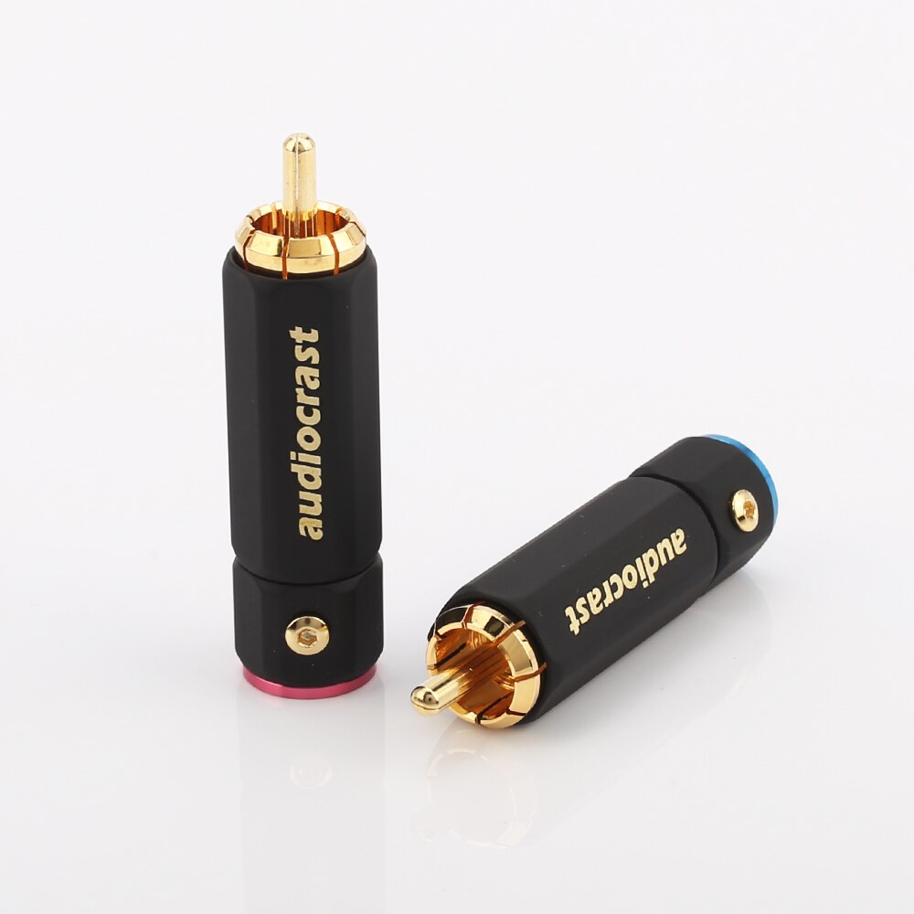 8pcs Audiocrast Gold Plated RCA Plug Lock Collect Solder A/V Connector