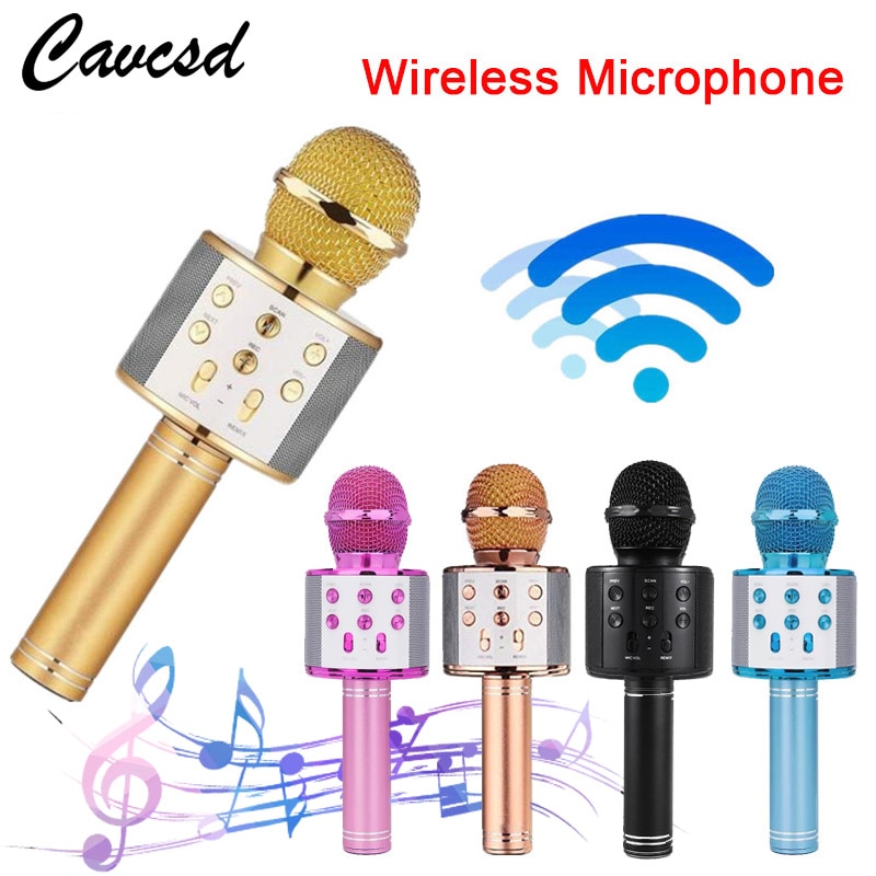 WS 858 Microphone sans fil Bluetooth USB condensateur karaoké micro support Radio haut-parleur Mikrofon studio enregistrement Ws858