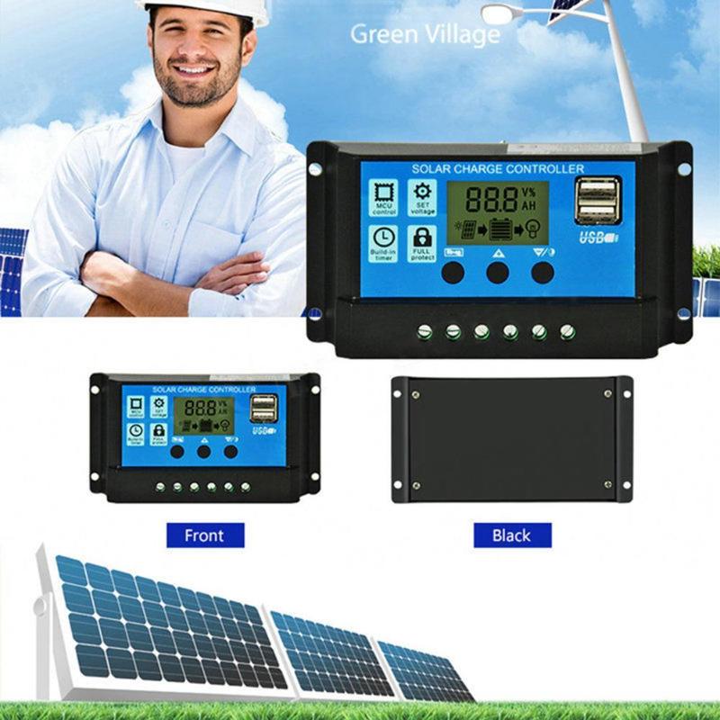 30A Solar- Laderegler HD LCD Anzeige Auto Arbeit Solar- Laderegler Dual USB Auto PWM Ausgang Solarzelle Tafel regler