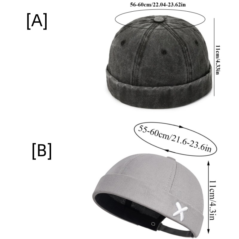 Denim Docker Cap Brimless Hat Solid Skullcap Solid Color Sailor Cap Beanie Hats Men Women Bucket Cap Adjustable Dad Hat