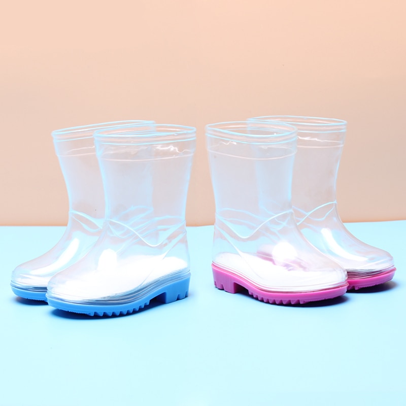 Bottes de pluie étanches pour enfants, chaussures de pluie pures transparentes pour petits garçons et filles, chaussures de pluie imperméables