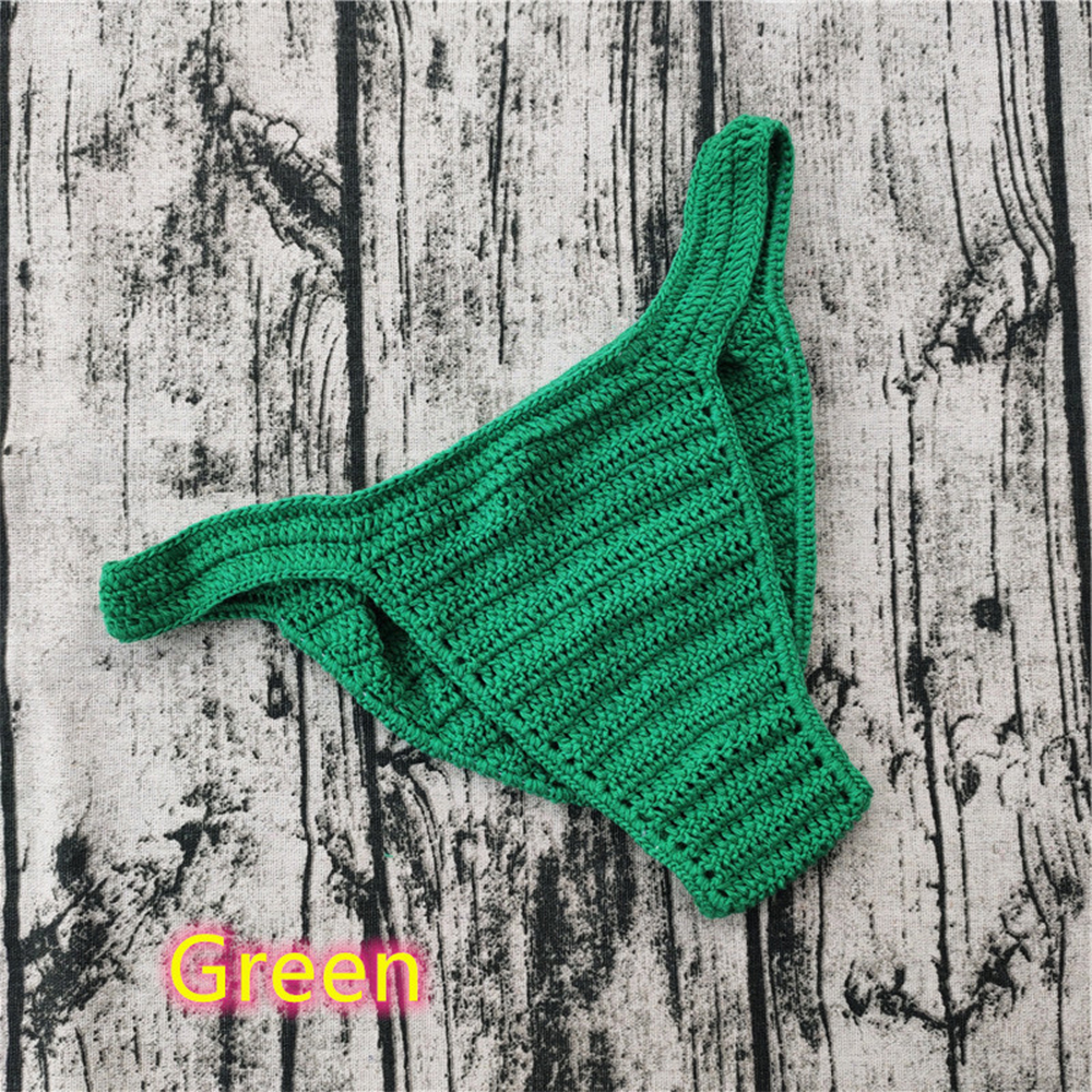 hombres mujeres ropa interior transpirable mano Crochet tiro bajo natación tomar el sol masculino Boxers bragas calzoncillos: Verde